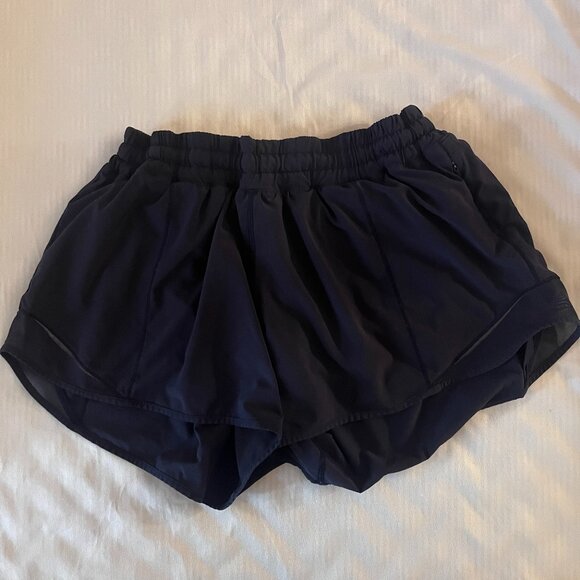 Lulu Lemon Dark Navy/Black Running Shorts, Size 10 - Picture 1 of 3